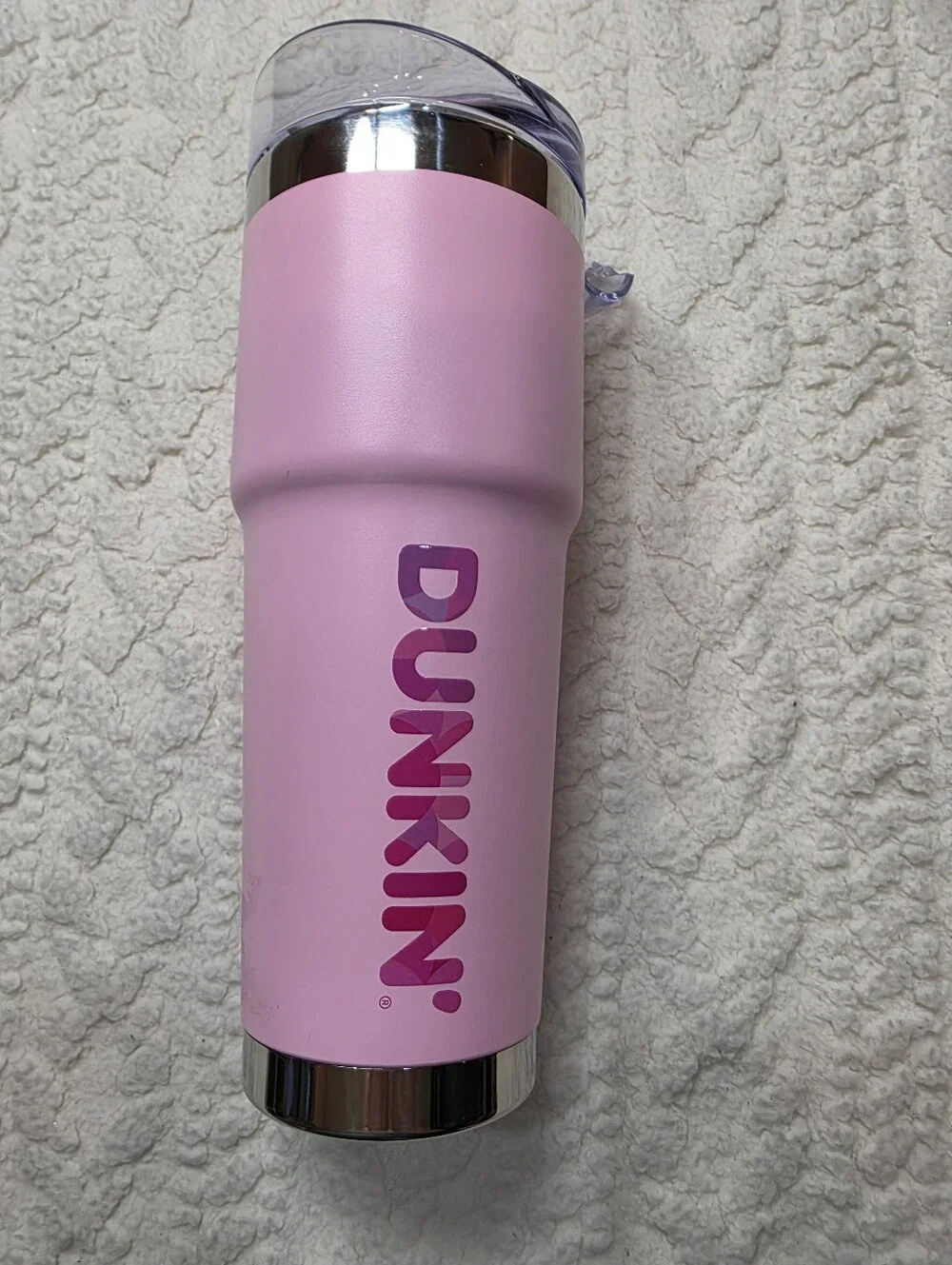 Dunkin Pink 32 oz Insulated Tumbler Cup No Straw Lid Damage